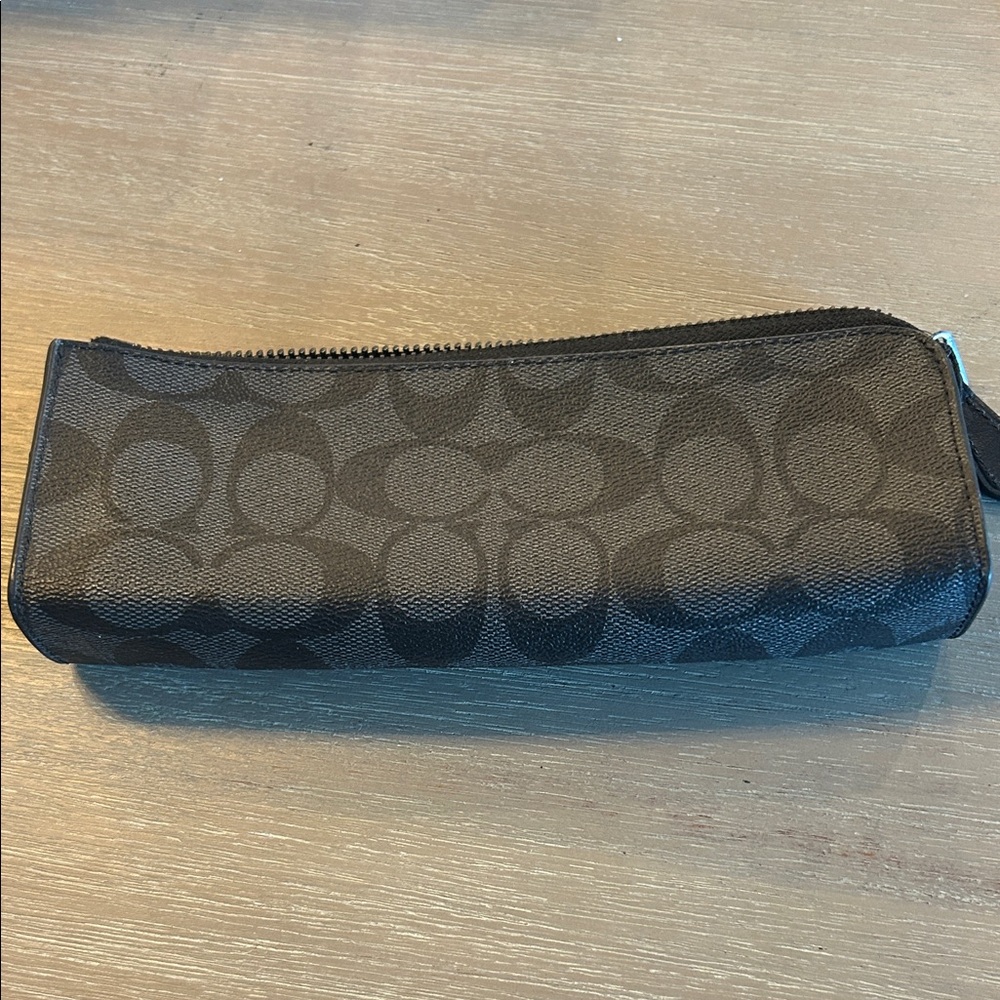 Coach Black Signature Zip Pencil Case